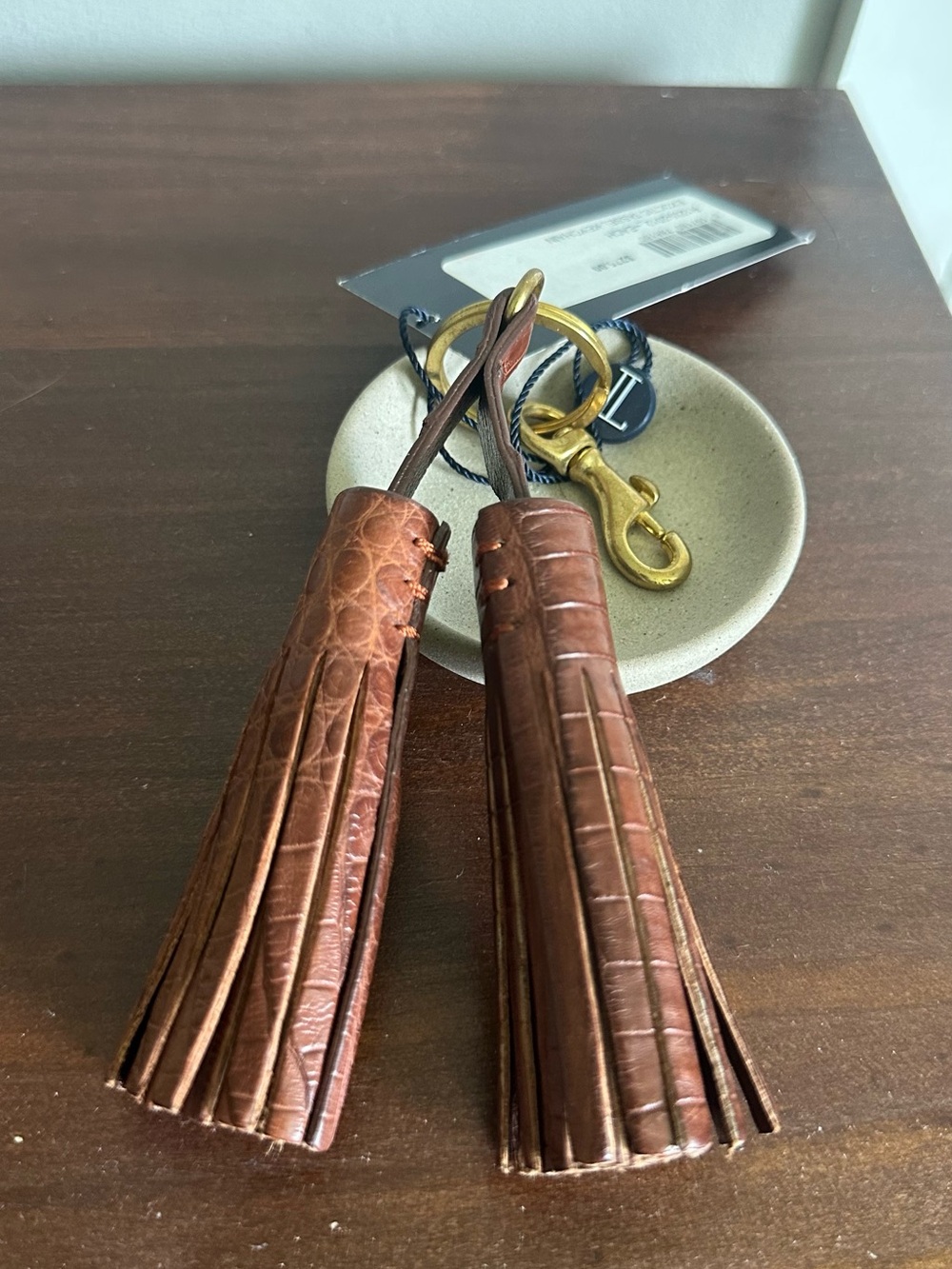 Lucchese Bootmaker Exotic Tassel Keychain NWT Brown Caiman Leather $275 MSRP
